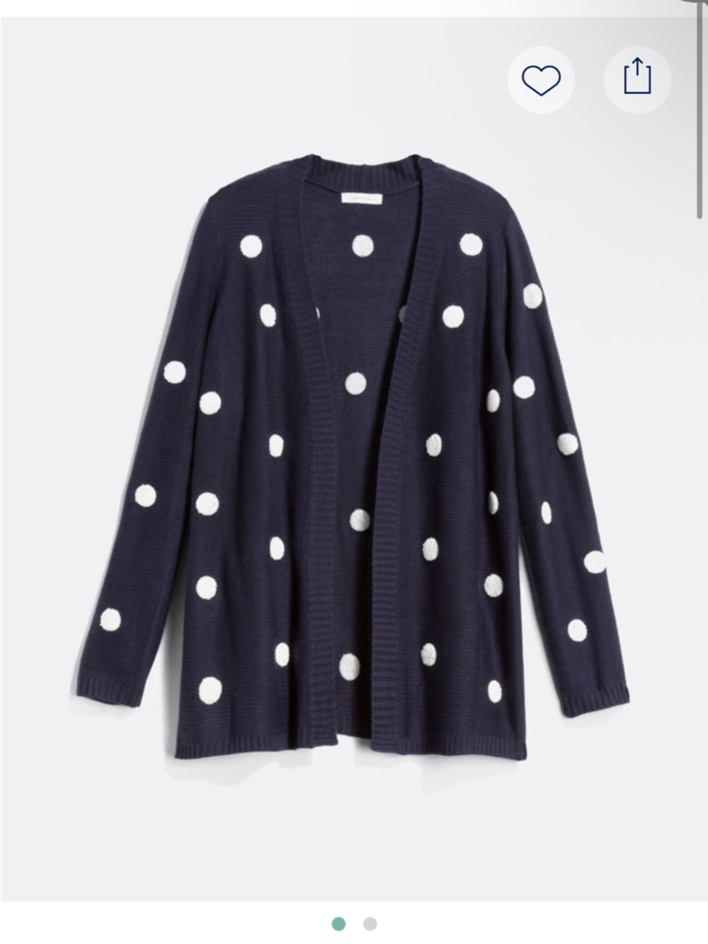 Honey Punch Navy and White Polka Dot Open-Front Cardigan